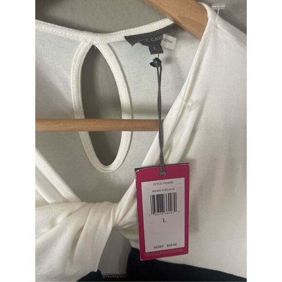 Vince Camuto Sleeveless Black White Classic Summer Top new Lg - Picture 6 of 6